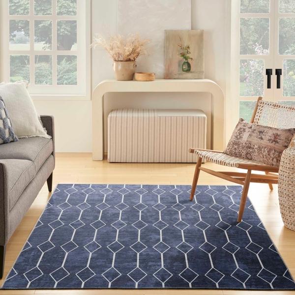 Nourison New Concept Washables Navy Indoor Only Geometric Rug SR107