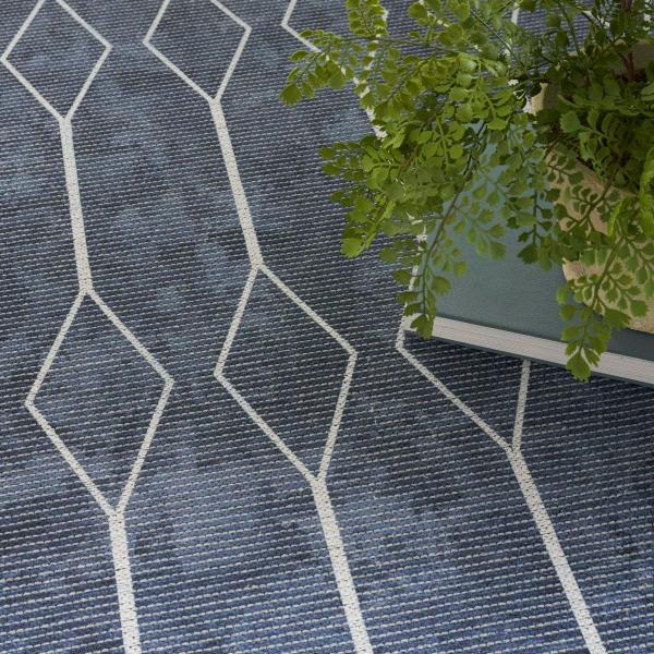 Nourison New Concept Washables Navy Indoor Only Geometric Rug SR107