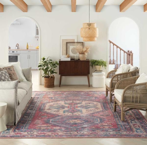 Nourison New Concept Washables Red Navy Indoor Only Persian Rug SR105