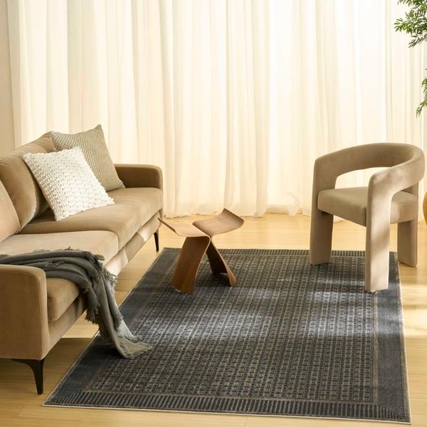 Nourison Nordic Black Taupe Indoor Only Geometric Rug NRC03