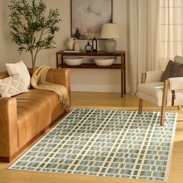 Nourison Nordic Blue Green Indoor Only Geometric Rug NRC08