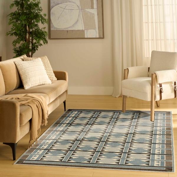 Nourison Nordic Blue Indoor Only Geometric Rug NRC06
