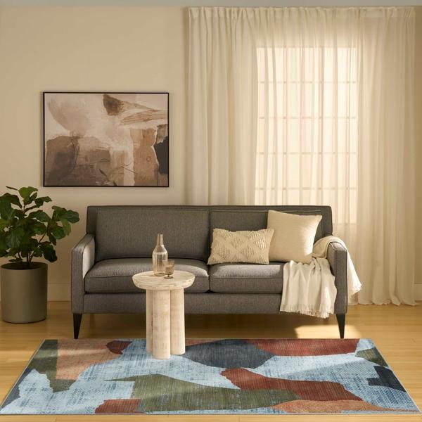 Nourison Nordic Blue Multicolor Indoor Only Abstract Rug NRC18