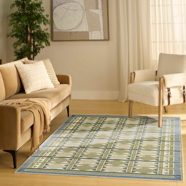 Nourison Nordic Green Blue Indoor Only Geometric Rug NRC06