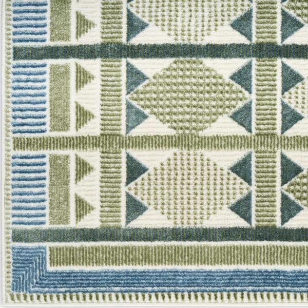 nourison Nordic Green Blue Indoor only Geometric Rug NRC06