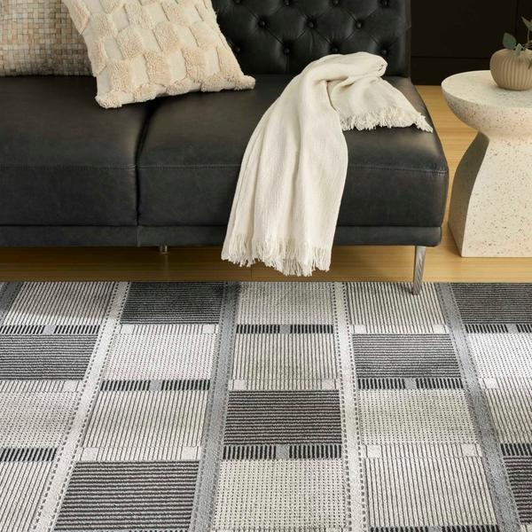 Nourison Nordic Grey Black Indoor Only Geometric Rug NRC09