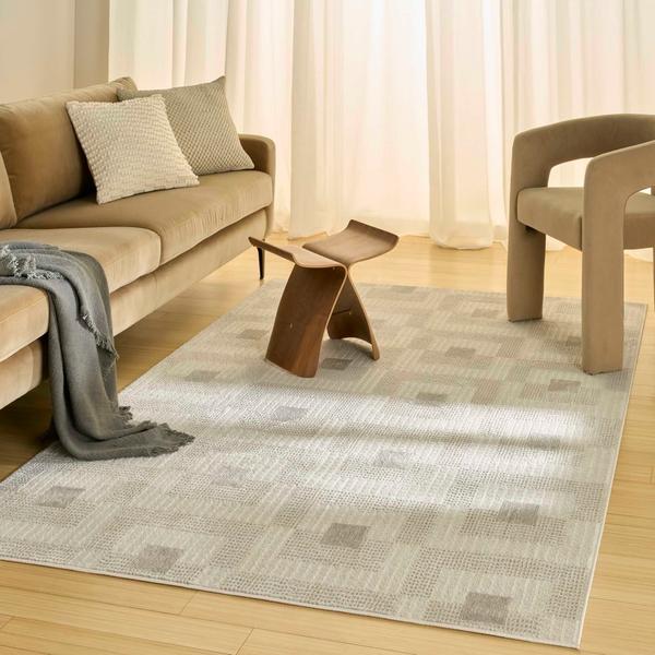Nourison Nordic Ivory Beige Indoor Only Geometric Rug NRC05