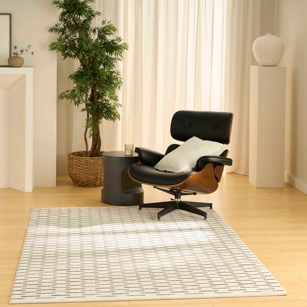 Nourison Nordic Ivory Black Indoor Only Abstract Rug NRC12