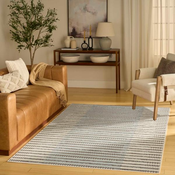 Nourison Nordic Ivory Blue Indoor Only Geometric Rug NRC15