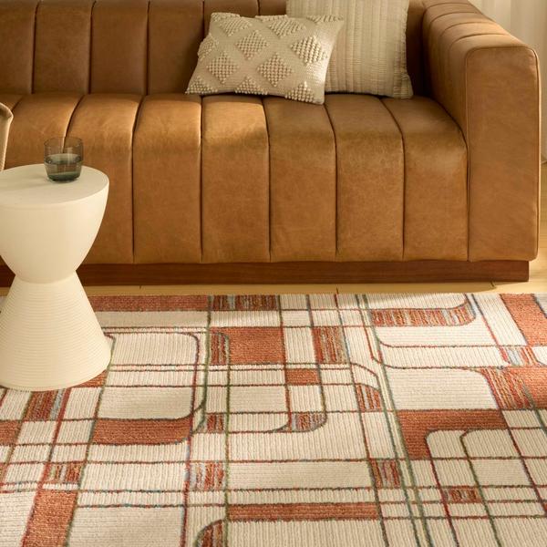 Nourison Nordic Ivory Rust Indoor Only Abstract Rug NRC17
