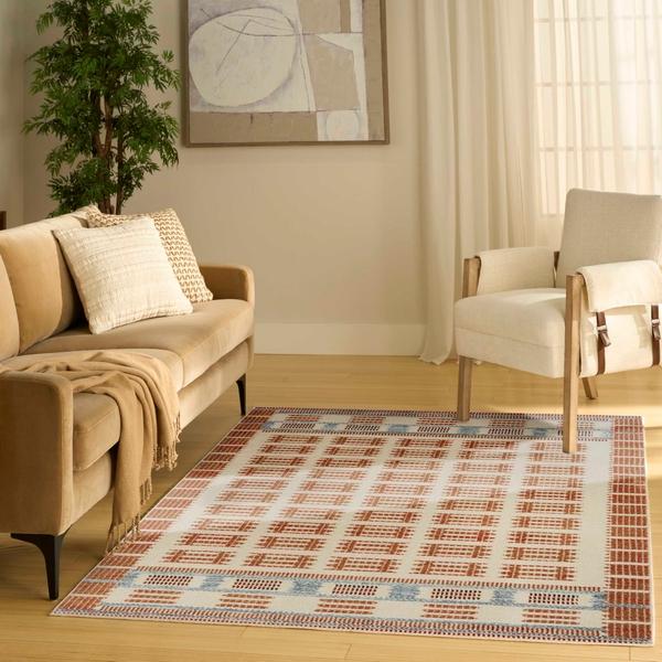 Nourison Nordic Ivory Rust Indoor Only Geometric Rug NRC16