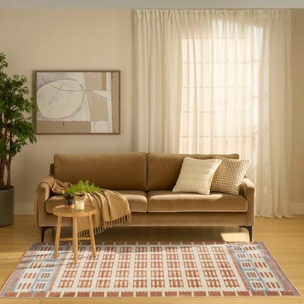 Nourison Nordic Ivory Rust Indoor Only Geometric Rug NRC16