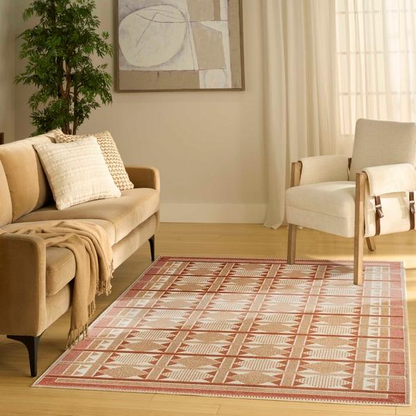 Nourison Nordic Rust Indoor Only Geometric Rug NRC06