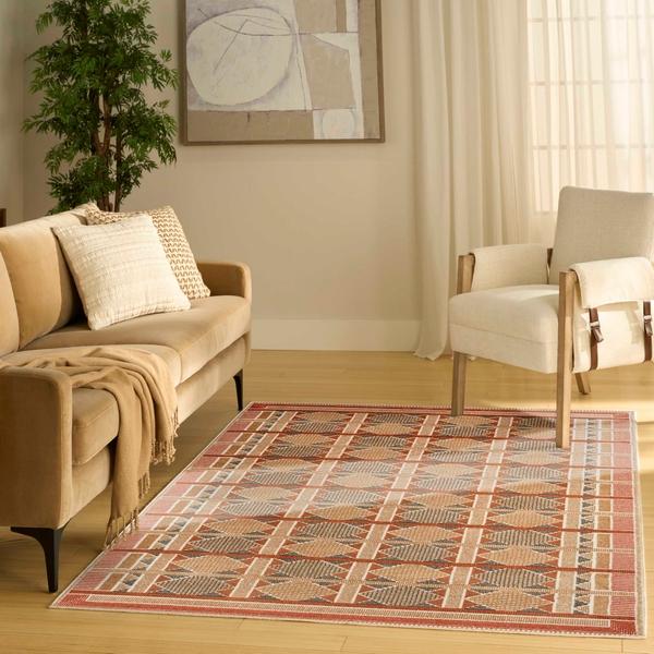Nourison Nordic Rust Multicolor Indoor Only Geometric Rug NRC06