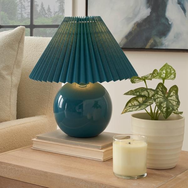 Nourison 13" WDL07 Blue Ceramic Accent Lamp