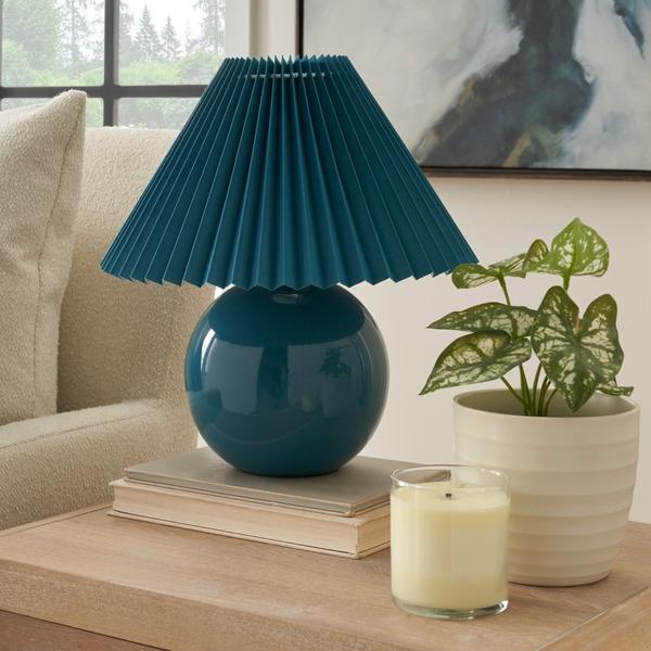 Nourison 13" WDL07 Blue Ceramic Accent Lamp
