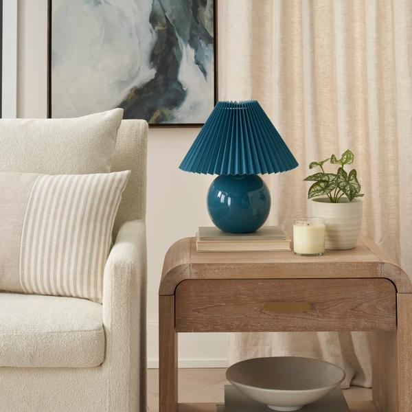 nourison 13" WDL07 Blue Ceramic Accent Lamp