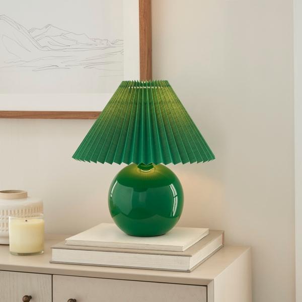 Nourison 13" WDL07 Green Ceramic Accent Lamp