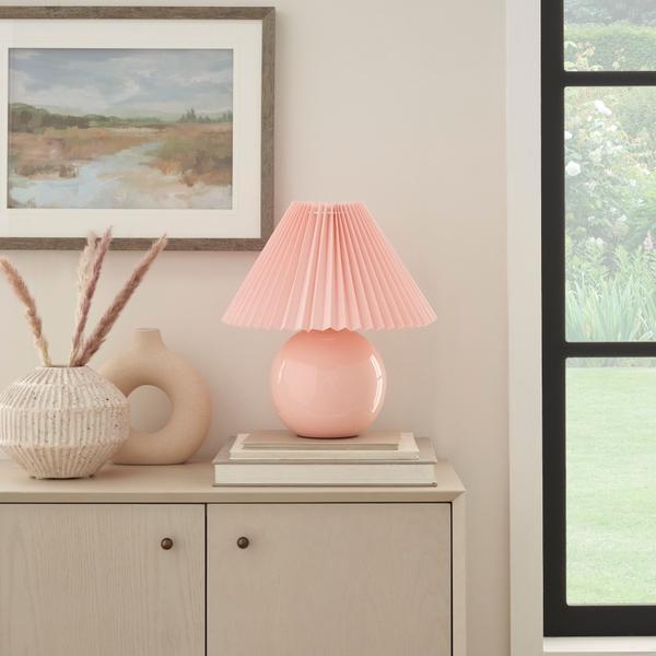 nourison 13" WDL07 Pink Ceramic Accent Lamp