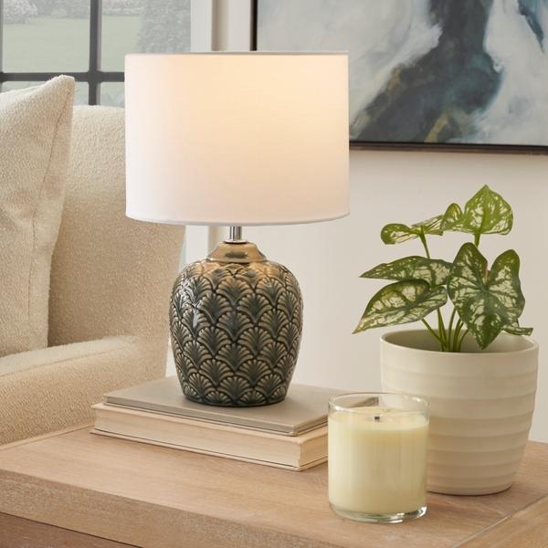 Nourison 13" WDL09 Grey Ceramic Accent Lamp