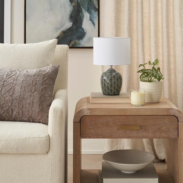 nourison 13" WDL09 Grey Ceramic Accent Lamp