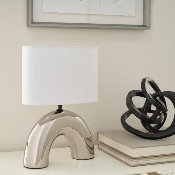 Nourison 15" WDL01 Silver Ceramic Table Lamp