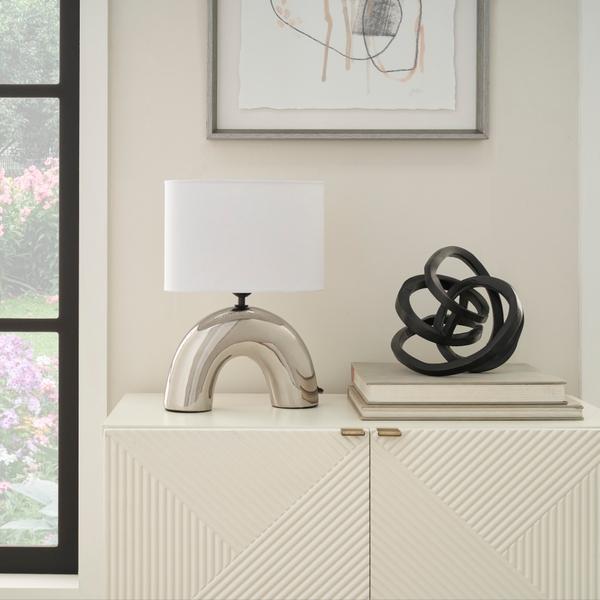 nourison 15" WDL01 Silver Ceramic Table Lamp