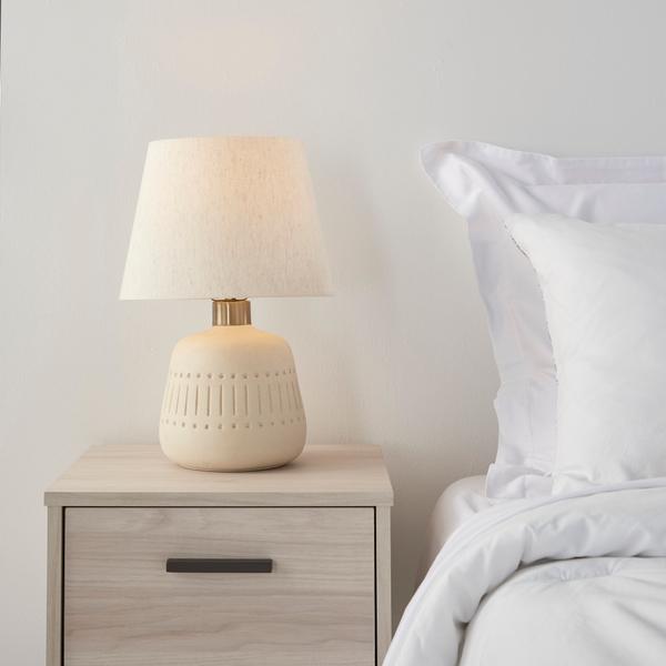 Nourison 16" IET01 Cream Ceramic Accent Lamp