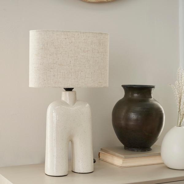 Nourison 17" WDL04 White Ceramic Table Lamp