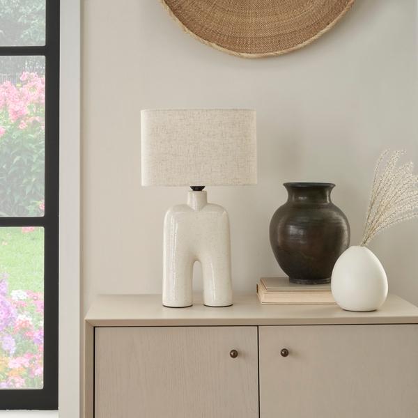 nourison 17" WDL04 White Ceramic Table Lamp