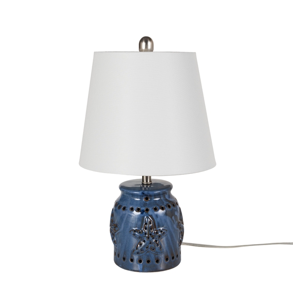 Nourison 18" BIT15 Blue Ceramic Accent Lamp