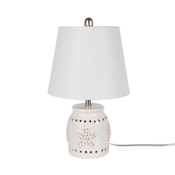 Nourison 18" BIT15 White Ceramic Accent Lamp