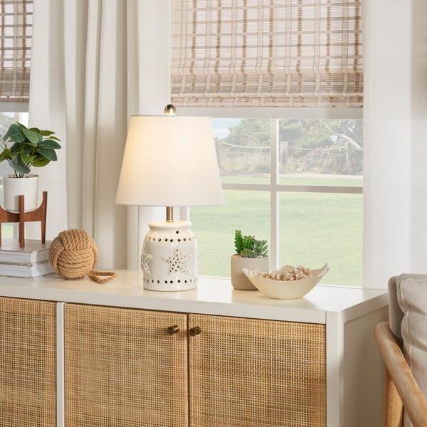 Nourison 18" BIT15 White Ceramic Accent Lamp