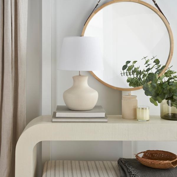 Nourison 18" IET06 Cream Ceramic Table Lamp