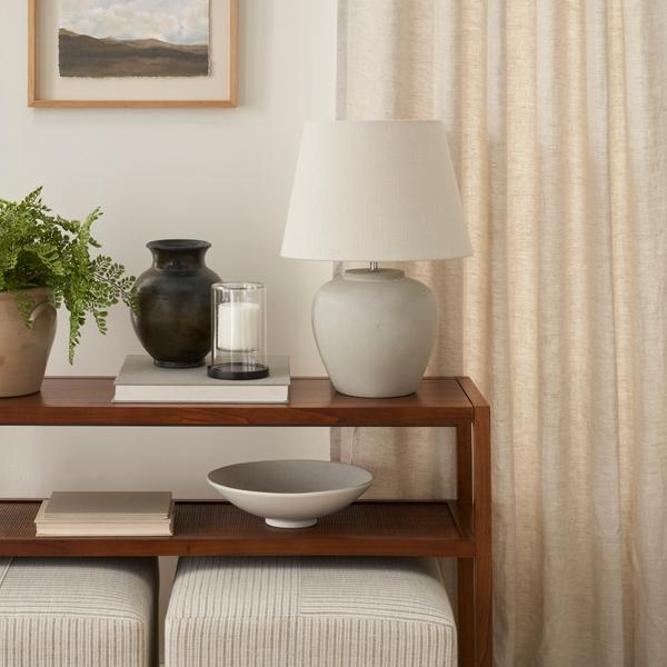 nourison 20" WDL08 White Ceramic Table Lamp