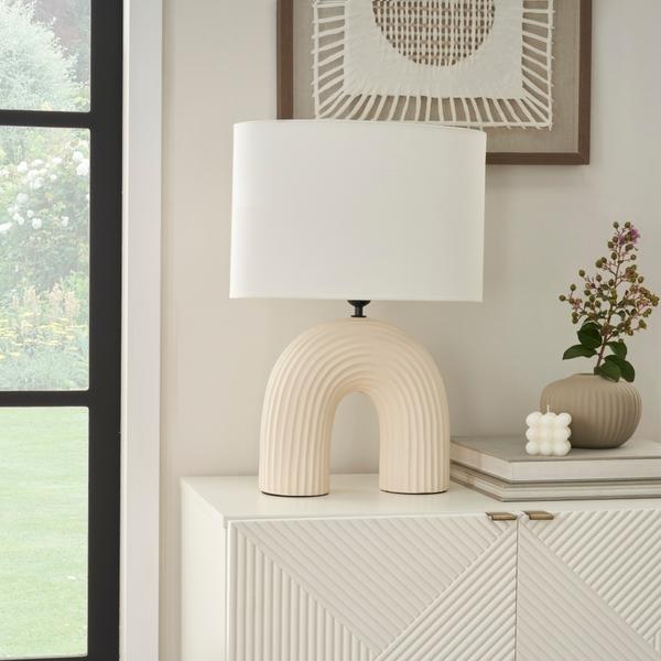 Nourison 21" WDL02 Cream Ceramic Table Lamp
