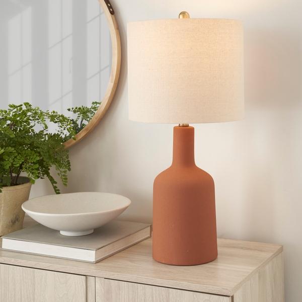 Nourison 22" BIT13 Terracotta Ceramic Table Lamp