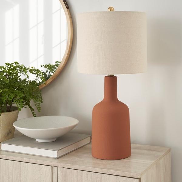Nourison 22" BIT13 Terracotta Ceramic Table Lamp
