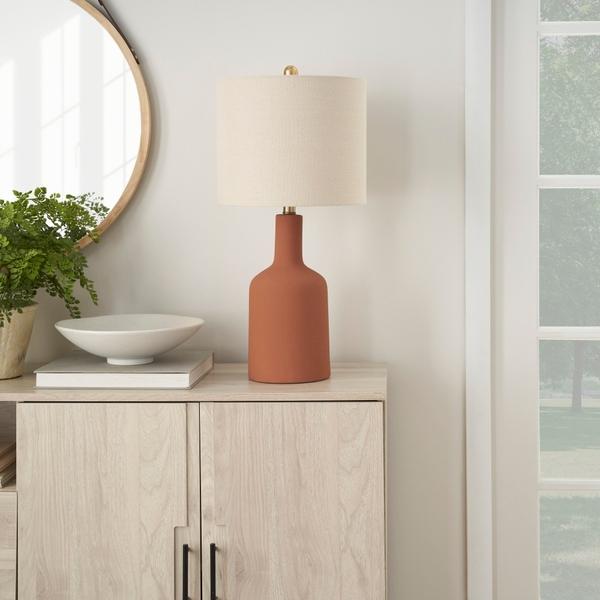 Nourison 22" BIT13 Terracotta Ceramic Table Lamp