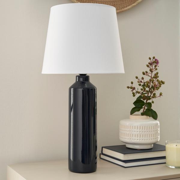 Nourison 22" WDL03 Blue Ceramic Table Lamp
