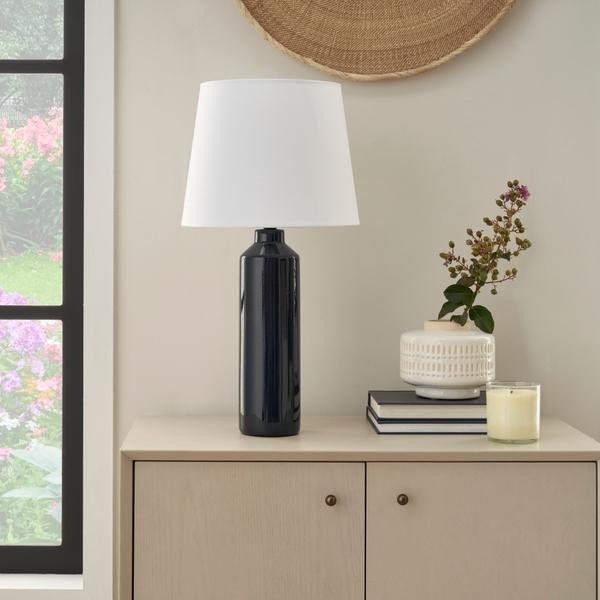 nourison 22" WDL03 Blue Ceramic Table Lamp
