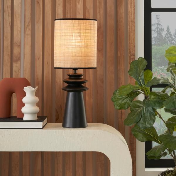 Nourison 22" WDL10 Black Ceramic Table Lamp