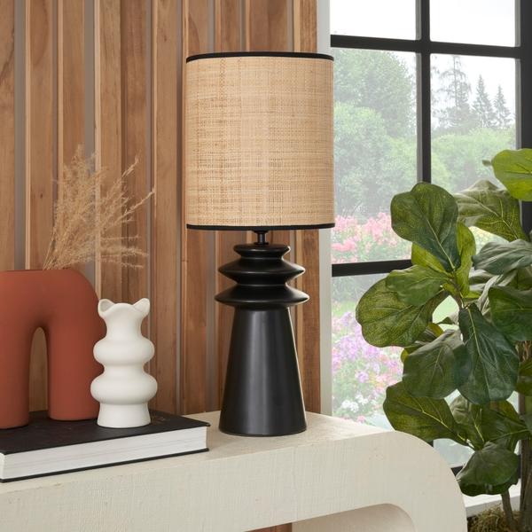 Nourison 22" WDL10 Black Ceramic Table Lamp