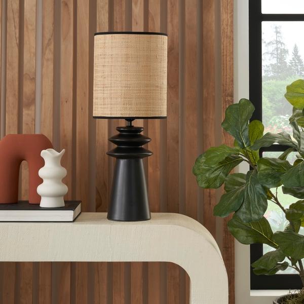 nourison 22" WDL10 Black Ceramic Table Lamp