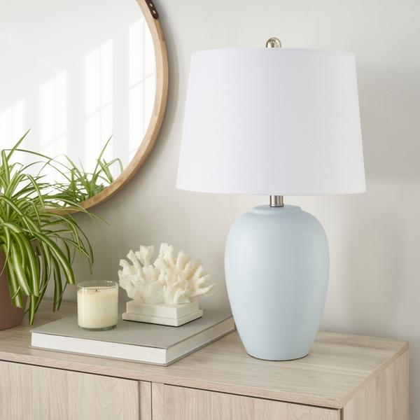 Nourison 23" BIT05 Blue Ceramic Table Lamp