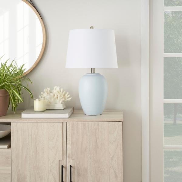 Nourison 23" BIT05 Blue Ceramic Table Lamp