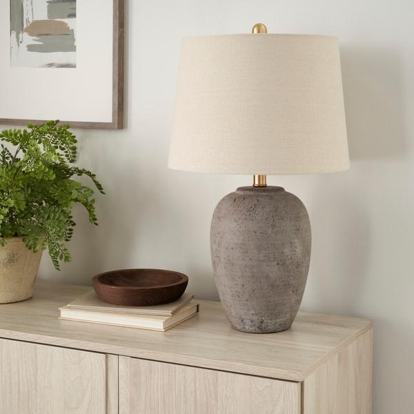 Nourison 23" BIT05 Brown Ceramic Table Lamp