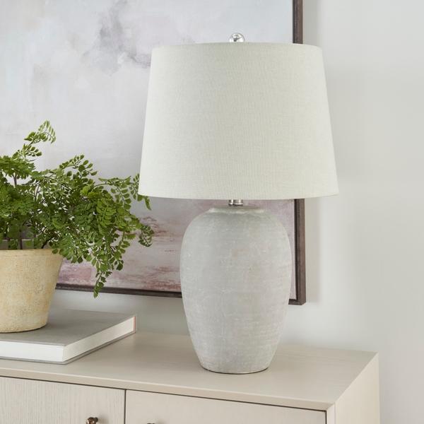 nourison 23" BIT05 Grey Ceramic Table Lamp