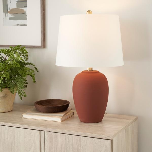 Nourison 23" BIT05 Terracotta Ceramic Table Lamp