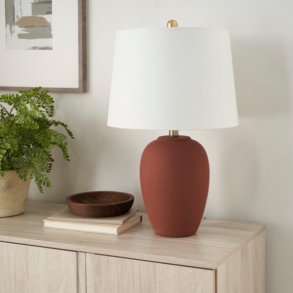 Nourison 23" BIT05 Terracotta Ceramic Table Lamp